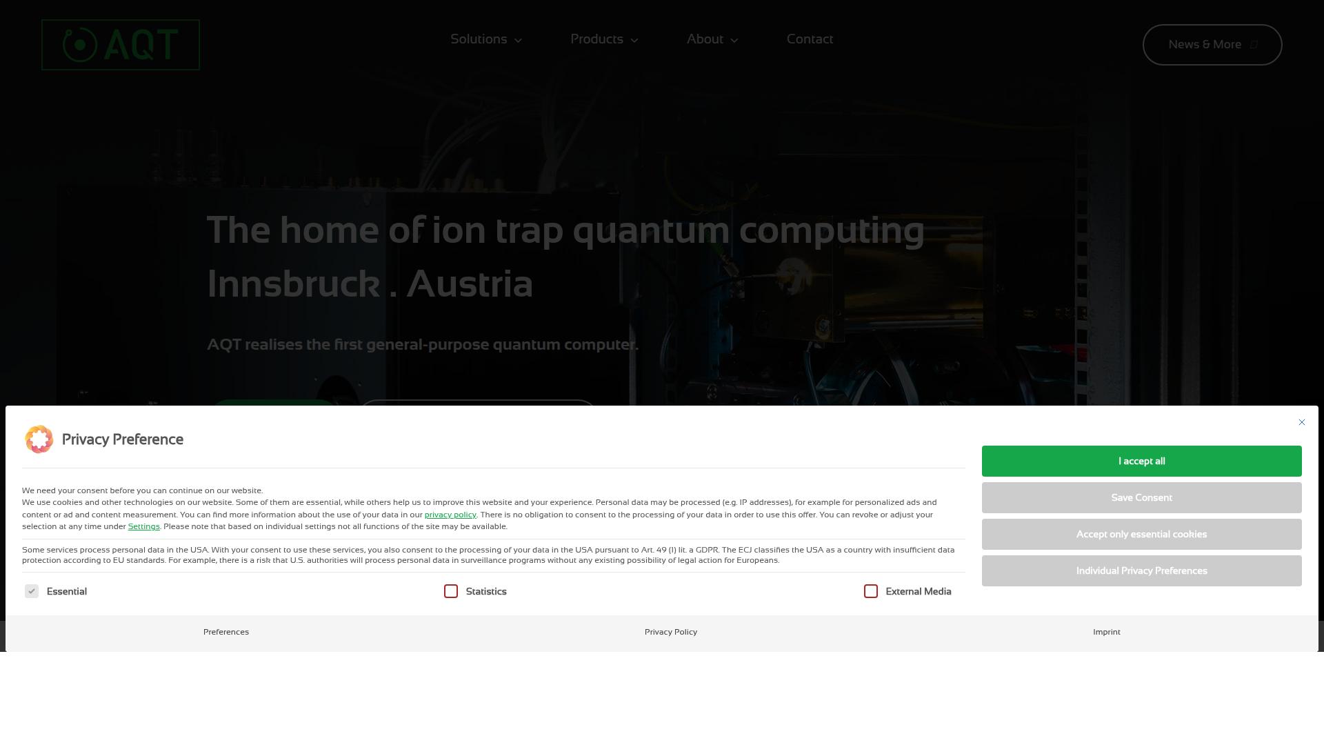 Alpine Quantum Technologies (AQT) website